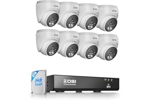 ZOSI C220 4K 8MP 8CH POE NVR Security Camera System (16CH Expandable), 8 x 8MP PoE IP Dome Cameras Outdoor Indoor, AI Human/Vehicle/Face Detection, Two-Way Talk, 100ft IR Night Vision, 2TB HDD