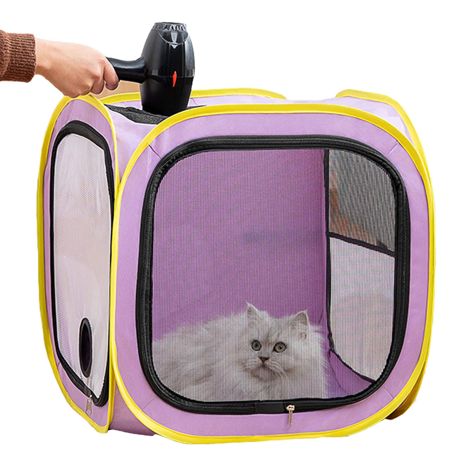 Pet Drying Box, Drying Room for Cats and Dogs, Multifunctional Collapsible Box for Cats and Small and Medium Dogs (L, Purple)