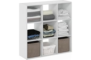 Furinno PELLI Closet Organizers and Storage, 9-Cube Closet Organizer, Open Shelf Closet Storage, for Wardrobe, Bedroom, Living Room, White