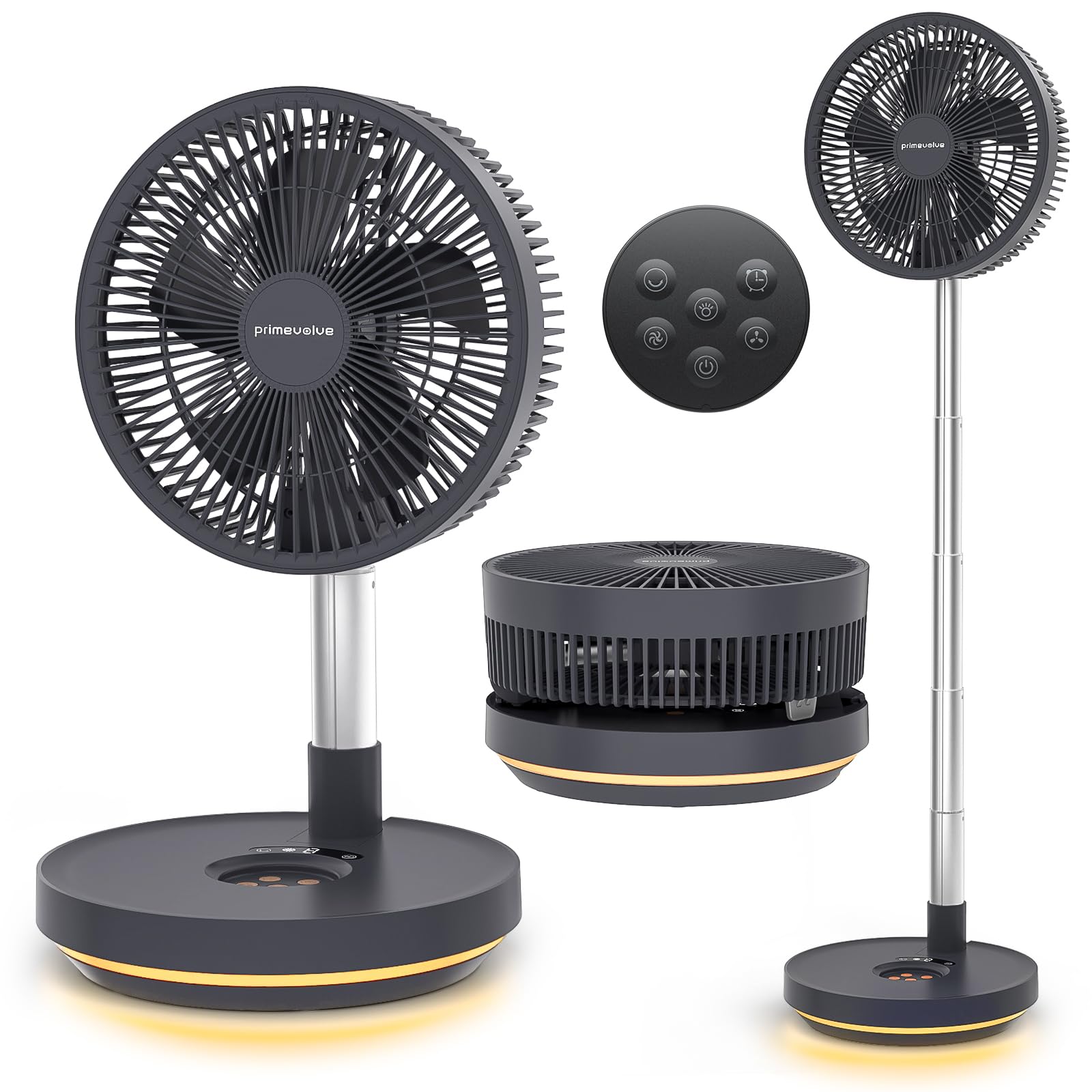 Photo 1 of Primevolve Portable Rechargeable Oscillating Fan, Battery Operated Fan Adjustable Height, USB Home Office Outdoor Camping Travel, Dark Gray 10"