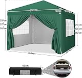 Yaheetech Pop-Up 3x3 Gazebo with 4 Removable Side Panels Dark Green view 3