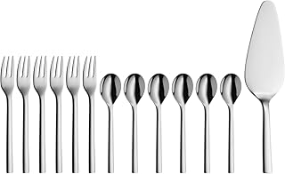 WMF Nuova Obst-/ Kuchenbesteck 13-teilig, für 6 Personen, Kaffeelöffel, Kuchengabel, Tortenheber, Cromargan Edelstahl poliert, spülmaschinengeeignet
