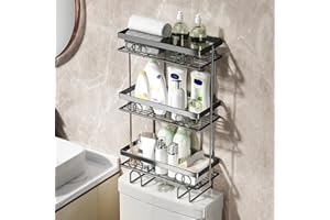 Over the Toilet Storage Shelf, 3-Tier Bathroom Organizer with Metal Wire Design, Space-Saving Over Toilet Rack for Towels, Wa