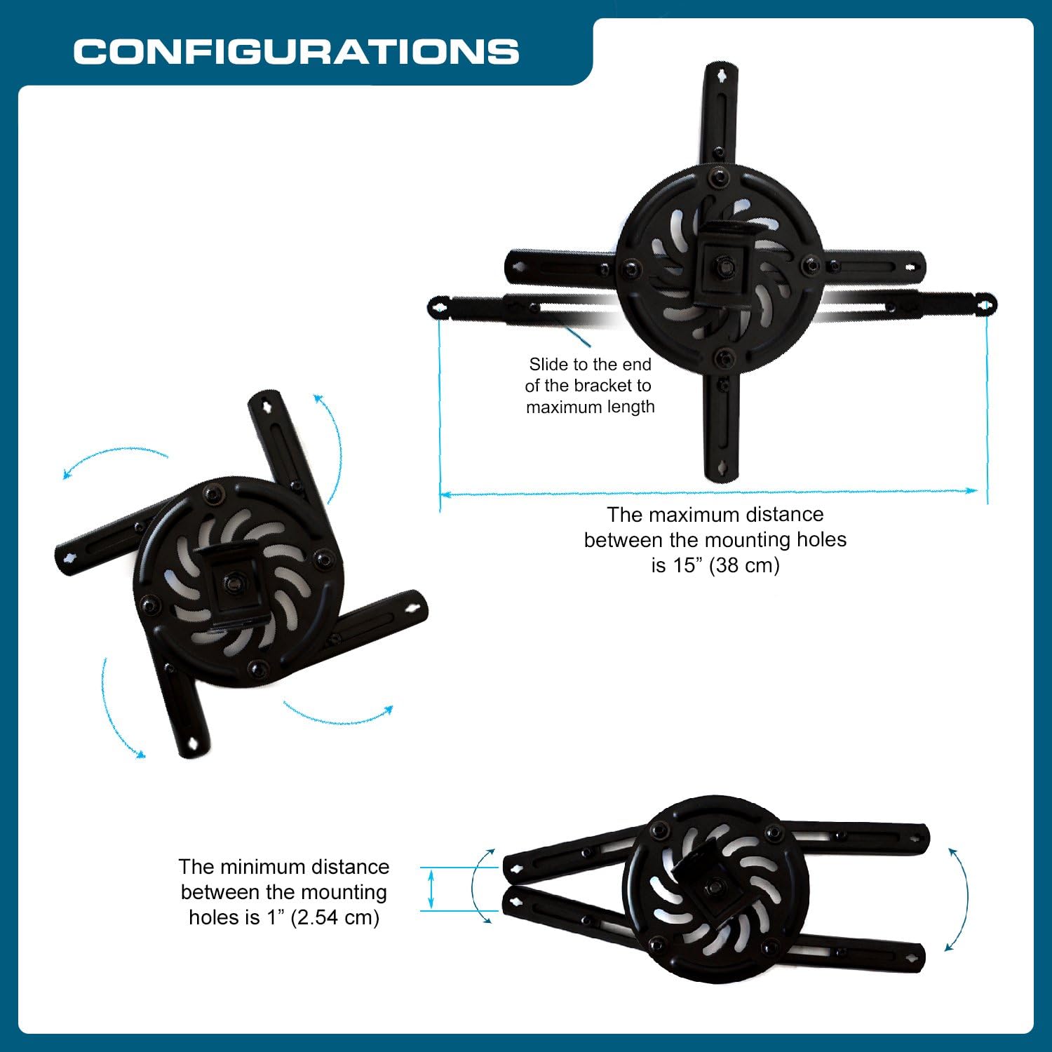 QualGear QG-PM-002-BLK-S Projector Ceiling Mount Accessory, Black: Electronics