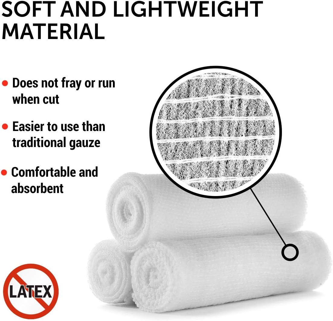 Premium Gauze Bandage Roll - 24 Pack - Gauze Roll (4 inches x 4.1 Yards) - Latex Free Rolled Gauze - Gauze Wrap + Bonus Medical Tape: Health & Personal Care