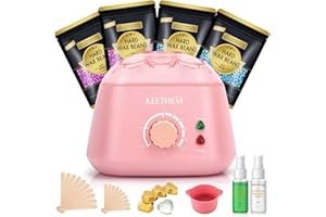 BOUVETAN Keethem Waxing Kit - Wax Warmer for Hair Removal, 4 Packs Hard Wax Beads(14.1oz total), at Home Waxing Kit for Women Sensitive Skin - Ideal for Brazilian, Facial Hair, Bikini, Legs, Armpit, Eyebrow