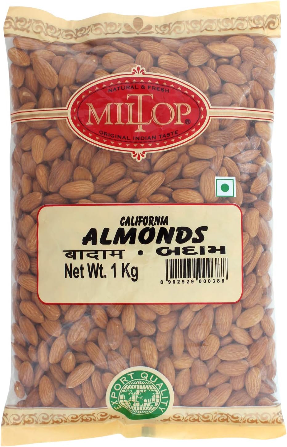 Miltop California Almonds, 5 Kg(Pack of 5 1 kg Each)