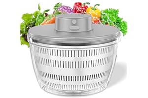 GOLDMEET Vegetables Washer Dryer,4L Large Capacity Fruit Vegetable Strainer Spinner,USB Electric Salad Lettuce Spinner,Automatic Compact Salad Cleaner and Dryer for Home Kitchen(White)