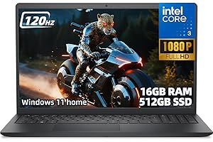 Dell 15 Student and Home Office Laptop, 15.6" FHD 120Hz Display, Intel Core 3 100U, 16GB DDR4 RAM, 512GB SSD, Windows 11 Home