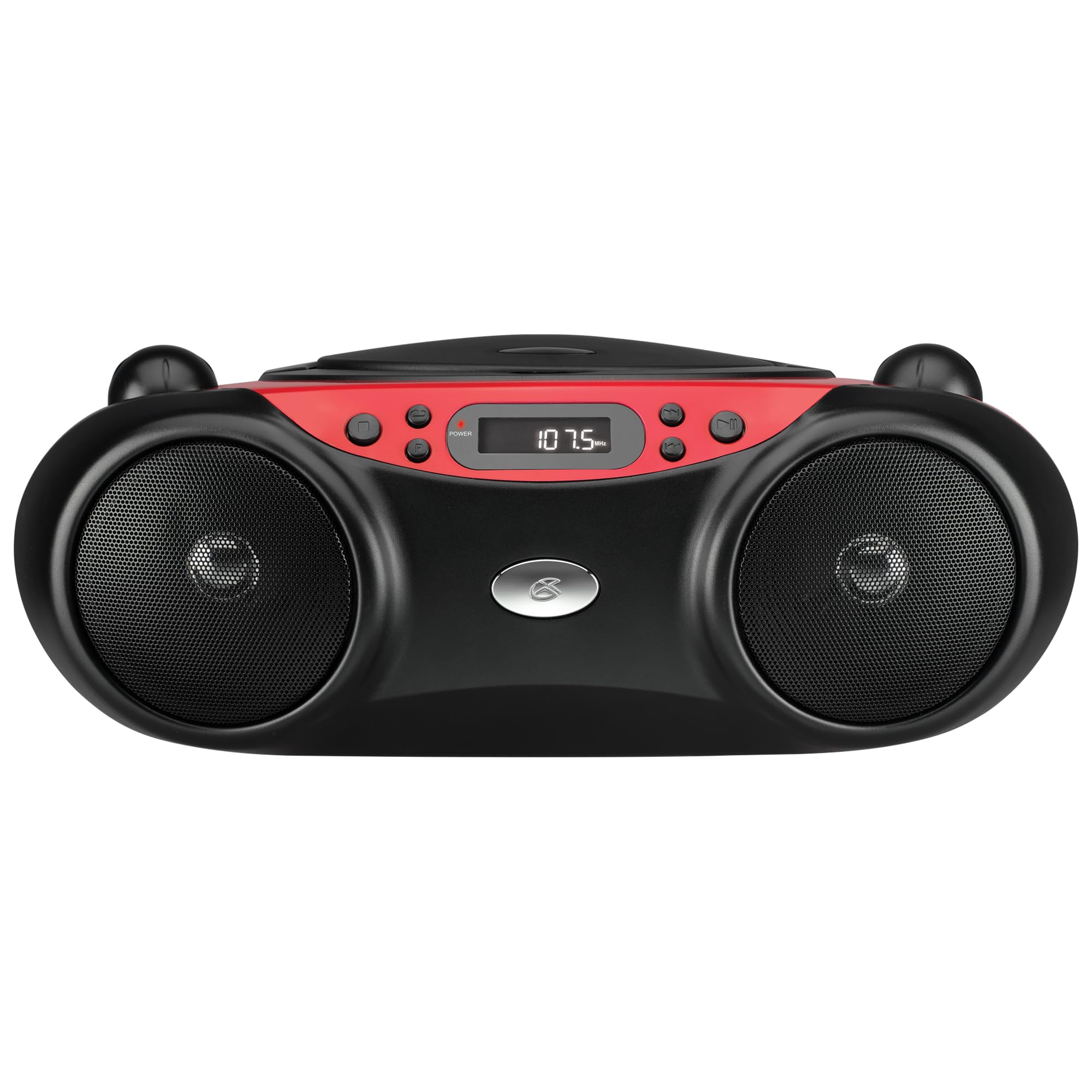 Photo 1 of GPX, Inc. Portable Top-Loading CD Boombox with AM/FM Radio and 3.5mm Line In for MP3 Device - Red/Black