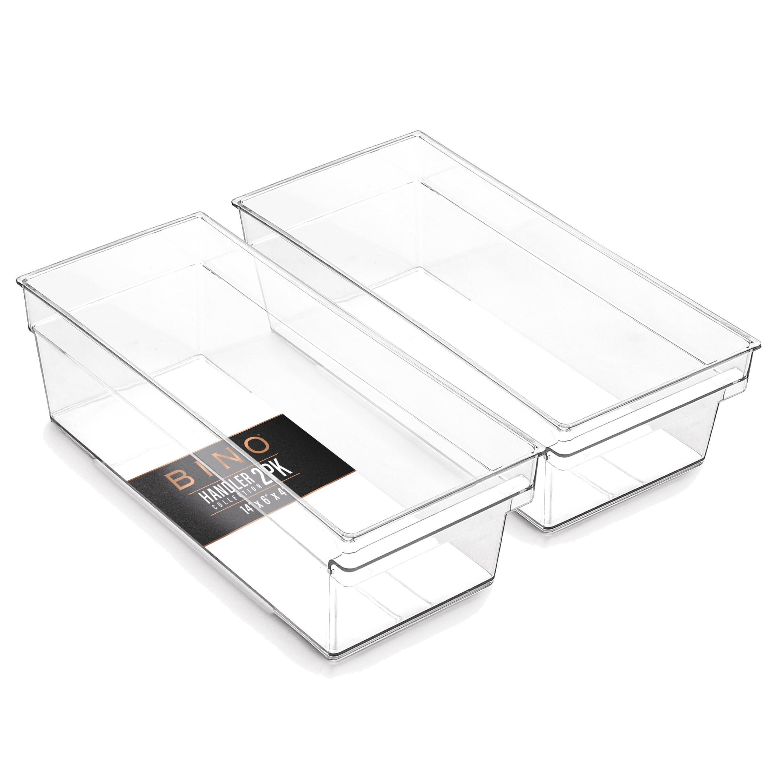 Photo 1 of BINO | Plastic Storage Bins, Medium | THE HANDLER COLLECTION | Multipurpose Organizer Bins | Kitchen Pantry Organizers and Storage | Clear Containers for Organizing Home | Freezer Organizer