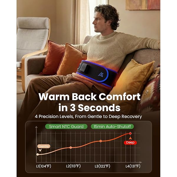 BOB AND BRAD THERMORED HEATING PAD BELT MASSAGER FOR LOWER BACK SUPPORT, FSA CORDLESS WEARABLE NEAR INFRARED HEAT & RED LIGHT LUMBAR BACK WRAP WITH ADJUSTABLE VIBRATION HSA ELIGIBLE, GIFT FOR FAMILY