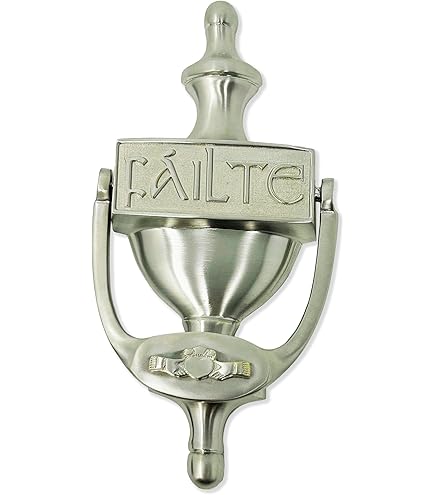 Claddagh Door Knocker For Front Door Cead Mile Failte Knocker 8" Brass, Satin Nickel Ireland Welcome Gift Black Satin Nickel - View #10