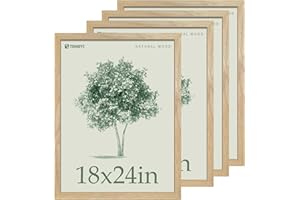 TENIBYC 18x24 Poster Frame 4 Pack, Natural Solid Wood Picture Frame, Elegant Wood Grain, Wall Hanging