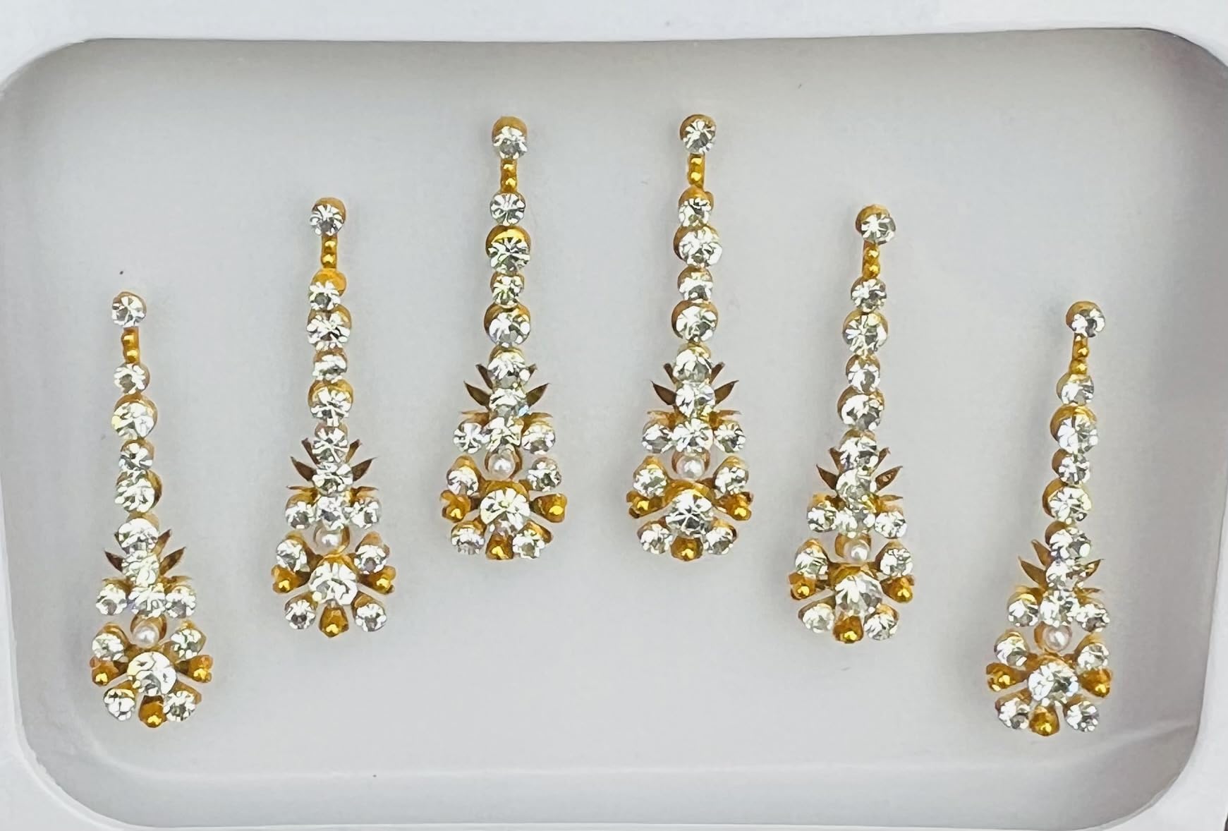 BA121 Gold Silver Stone Pearl Bindi Tattoo Bollywood Fancy Party Forehead Sticker Eid Wedding Tika