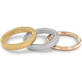Calvin Klein Women's Stackable Rings: Tri-Color with Ribbed Texture