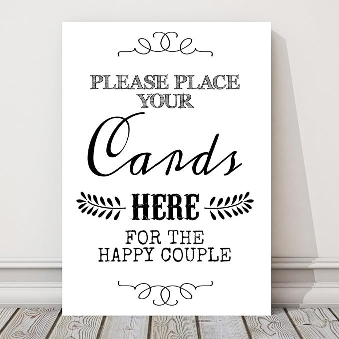 Vintage Wedding Place Your Cards Here Table Sign (HH) (White) Amazon