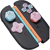 Cute Silicone Cross D-Pad Button Caps Silicone Thumb Grips Set, ABXY Key Buttons Sticker Joystick Cover Caps Compatible with Nintendo Switch 2 - Versatile Elves (Purple, Blue) Switch 2