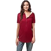 Youdiao Chemo Port Shirts for Women Short Sleeve Post-Surgery Recovery with 2 Side Snaps Dual Zipper Dialysis Cancer Clothing