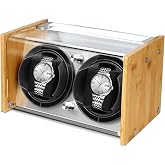 Watch Winder Smith Bamboo Single/Dual Watch Winder for Automatic Watches | Bamboo Craft / 12-O'Clock Alignment / Fits 26-56mm / 4 TPD Modes / Quiet Japanese Motor / Anti-Magnetic / 3 Cushions Included