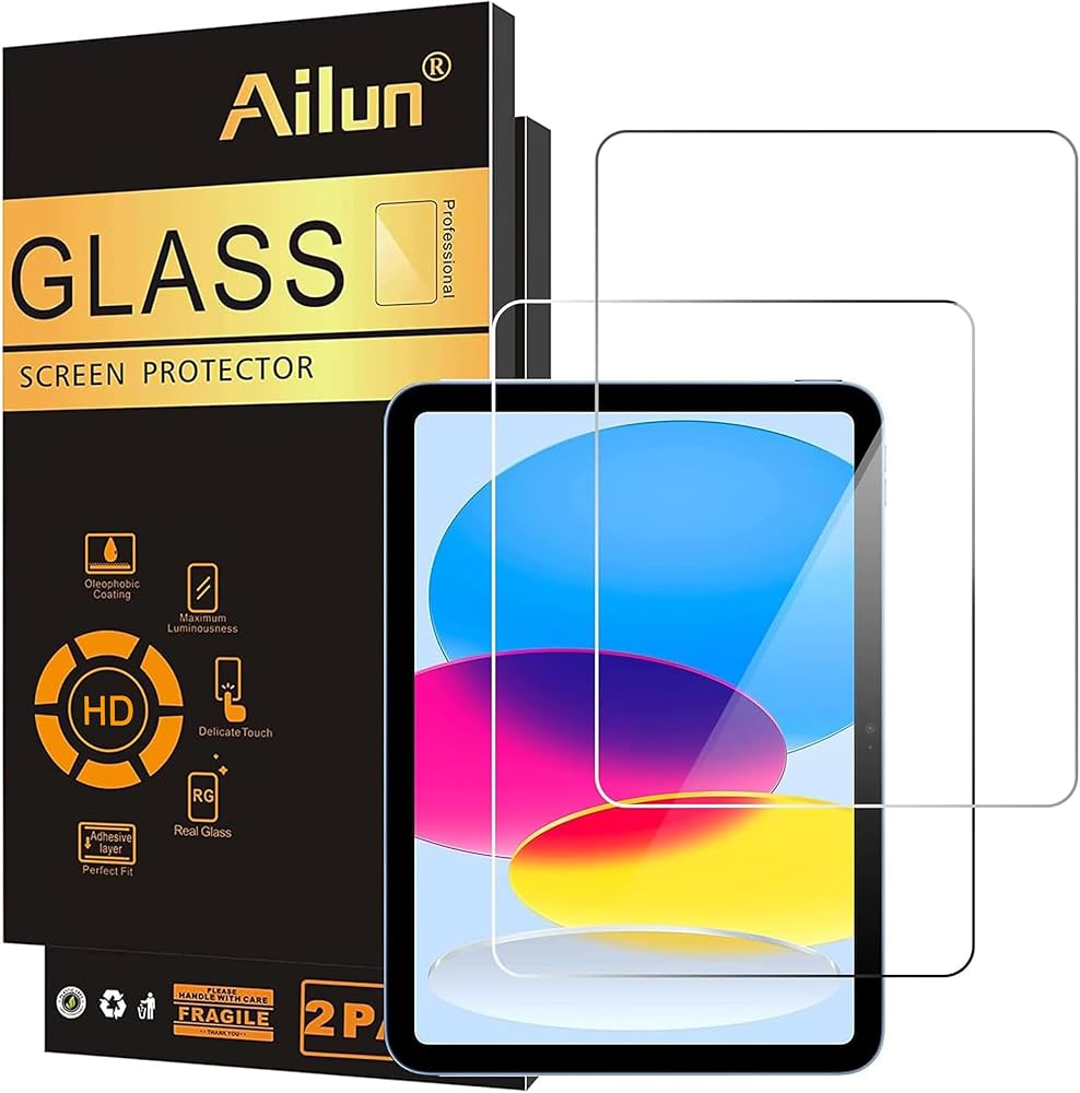 Ailun 2Pack Screen Protector for iPad A16 2025 11th 11"/10th Gen 2022 10.9" | Tempered Glass, Face ID Compatible, Apple Penci