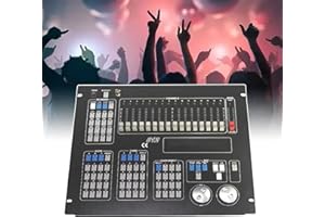 DMX Controller, DMX 512 Console, 16-Channel Push Rod / 48 Scenes, LCD Backlit Display + Music Trigger, Stage Lighting Control
