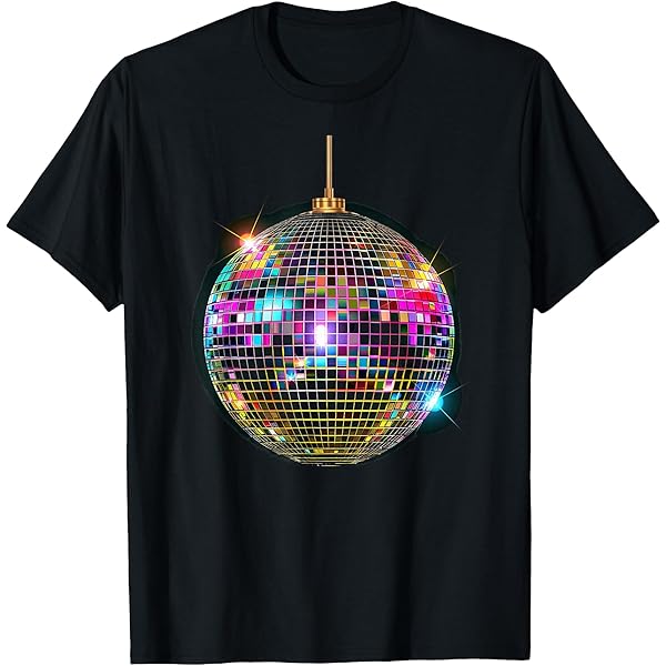 トップス WACK Disco Ball &Dance Theme Print Shirt Colorful Disco Ball Graphic Tee: Retro 70s 80s Dance Shirt