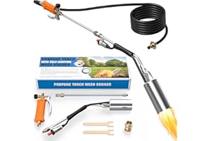 SEVENMEET Propane Torch Weed Burner, Weed Torch with 11.5FT Hose, 1,800,000 BTU Blow Torch for Weed with Flame Control Turbo Trigger Push Button Igniter, Flamethrower for Roof Asphalt, Snow Melting