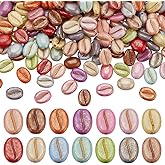 PH PandaHall 280PCS Imitation Coffee Bean Beads, 14 Colors Opaque Acrylic Coffee Beads Decorative Spacer Beads Craft Loose Beads for Bracelets Necklace Earrings Making DIY Supplies Decorations