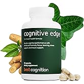 Cognitive Edge Bacopa Memory Supplement - Calm Focus, Daily Clarity & Retention - 7 Natural Ingredients Including L-Theanine, Ashwagandha, PQQ, Astaxanthin - Caffeine-Free Brain Support (60 Capsules)