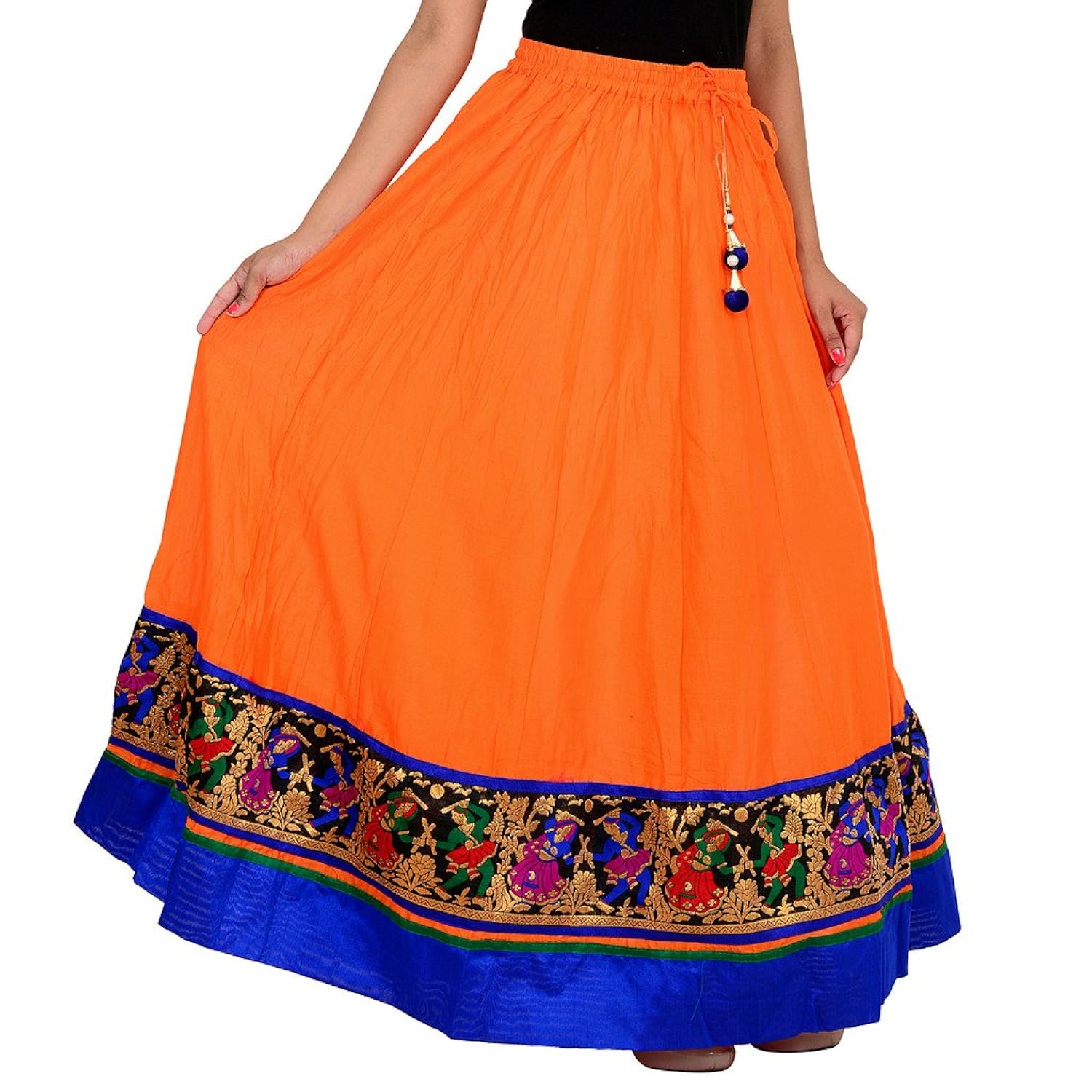 ooltah chashma women's long skirt - skrt-126_orange_free size
