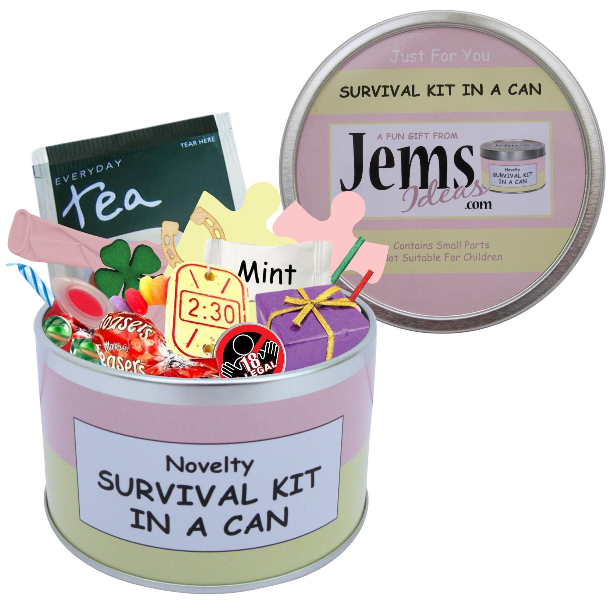 Survival Kit In A Can 18th Birthday Gift. Fun Novelty 18th Birthday Gifts For Boys or Girls. Men or Women, Him, Her (Pink/Cream)