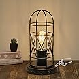 Industrial Table Lamp, Small Touch Lamp with Rustic Cage Vintage Bedside Lamp 3 Way Dimmable Nightstand Lamp Edison Desk Lamp for Bedroom, Living Room, Hallway, Entryway, Kitchen, 4W LED Bulb Included