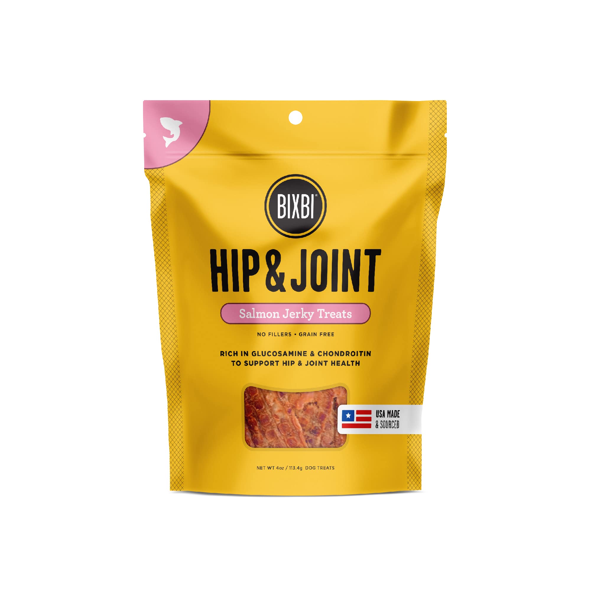 Bixbi Hip Joint Salmon Jerky Dog Treats 5 oz Bag