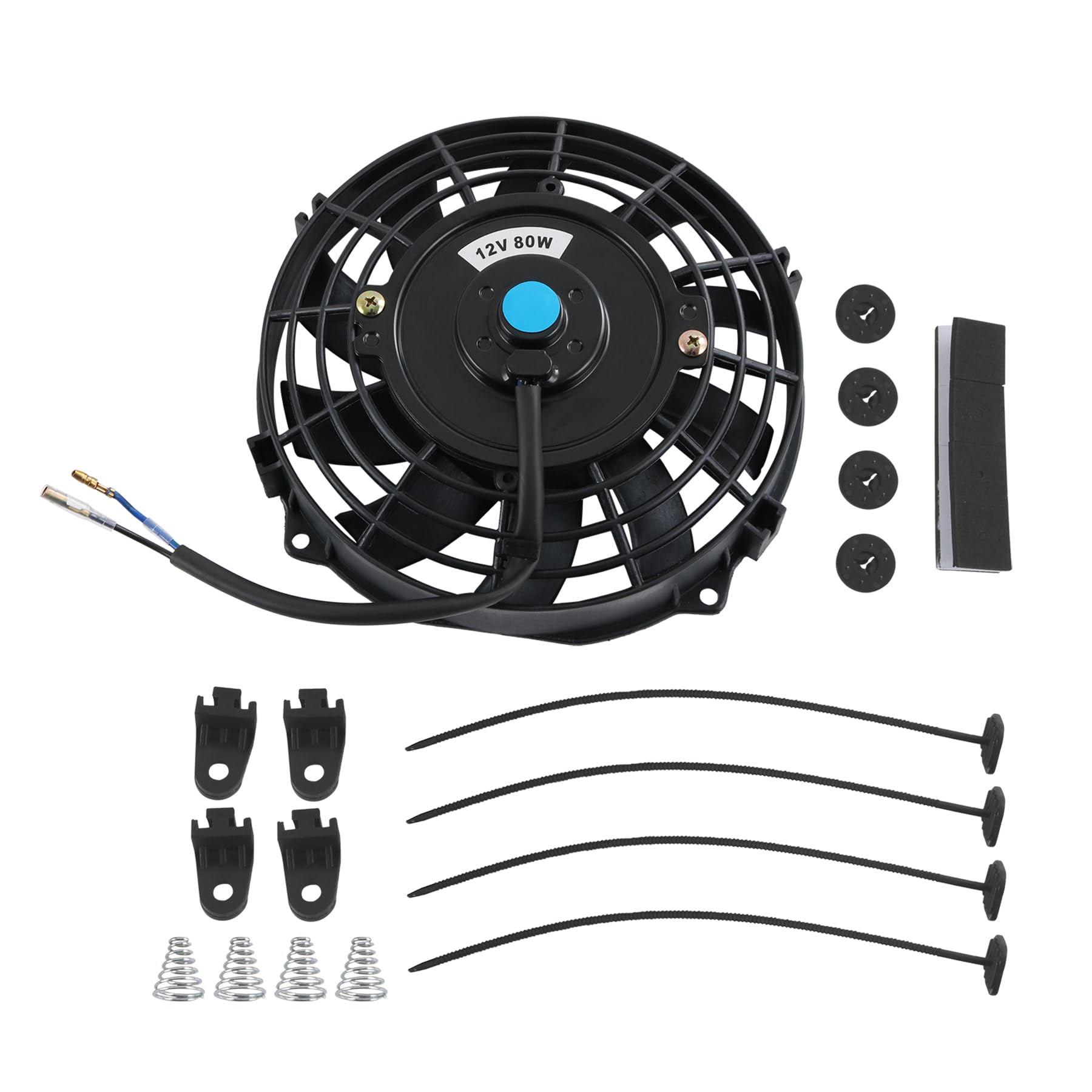 Photo 1 of JDMSPEED New Universal 12V Slim Electric Radiator Cooling Fan Push Pull 7" Inch Mount Kit Black 10 Blades