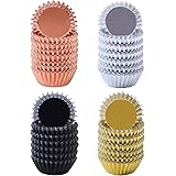 Elcoho 600 Pieces 1.25 Inch Mini Size Foil Metallic Cupcake Liners Muffin Paper Cases Baking Cups