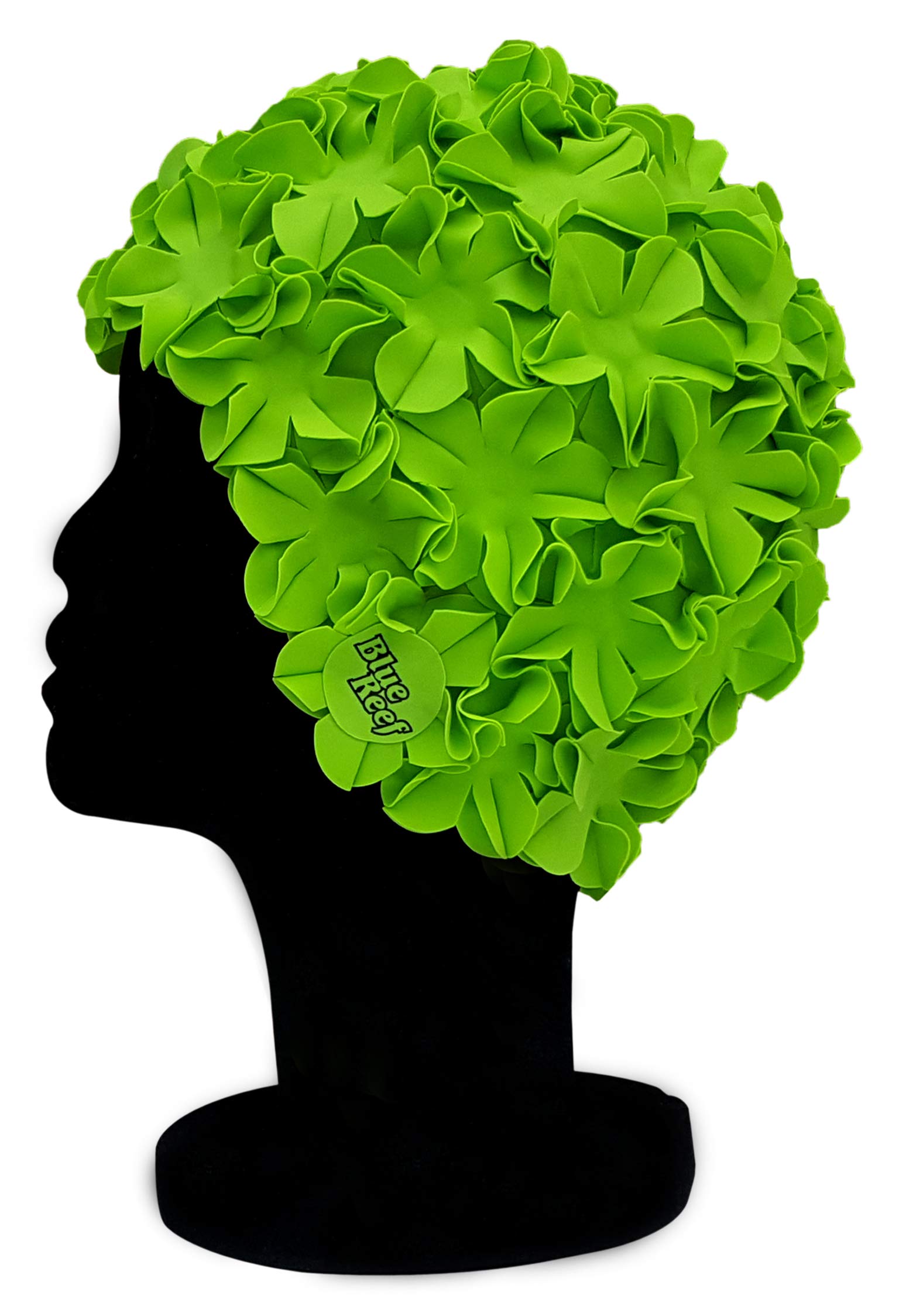 Blue Reef Isla Floral Ladies Classic Retro 3D Flower Petal Plain One Colour Stylish Vintage Swimming Hat Swim Cap One Size Adults (Emerald Green)