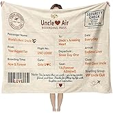 Uncle Gift - Unique Heartfelt Message Throw Blanket from Niece or Nephew, Travel-Themed Novelty, Best Uncle Birthday Christmas Thank You Present, Cozy Couch Bed Decor, 50'' x 60''