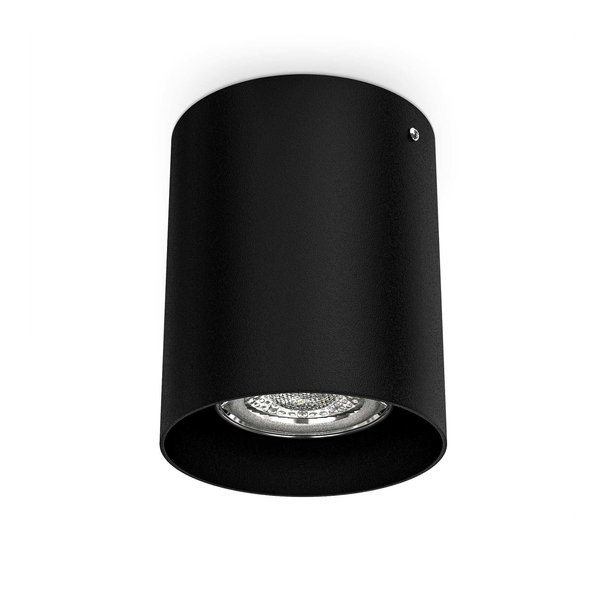 B.K.Licht Ceiling Spotlight, GU10 Socket, Bulb not Included, Round Surface Mounted Downlight, Diameter 8cm / 3.15in, Flush Mount, Black Metal Ceiling Light for Living Room, Hallway, Corridor