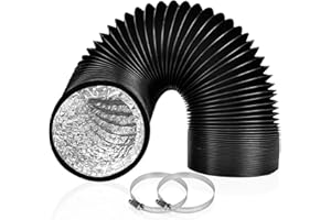 5 inch Air Duct, 8FT Long Dryer Vent Hose Flexible, PVC Aluminum Foil Duct Hose for HVAC Ventilation and Duct Fan Systems, 2 