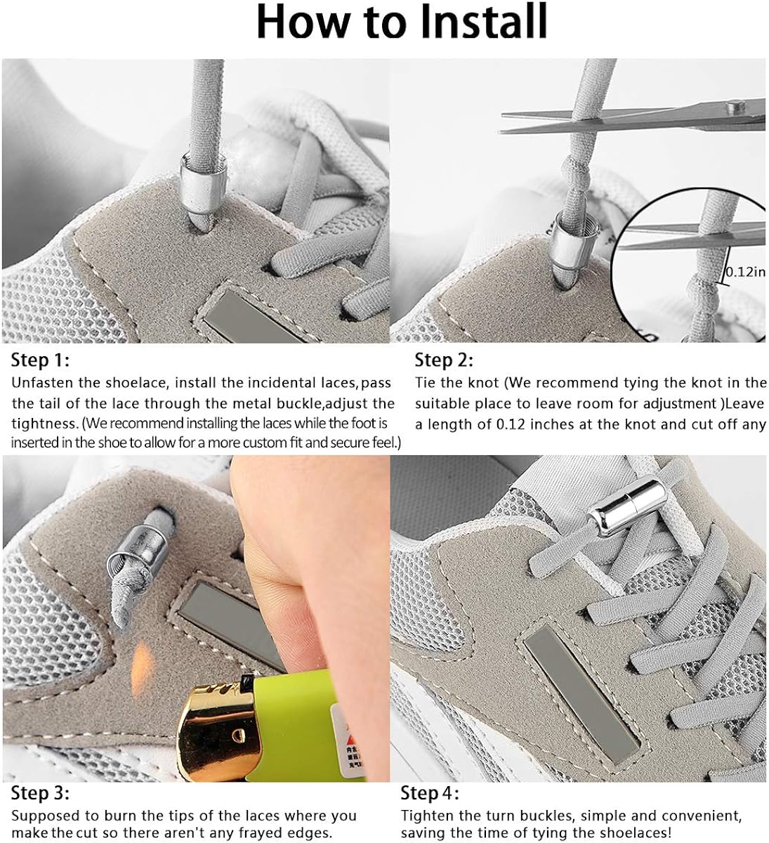 Elastic No Tie Shoe Laces For Adults,Kids,Elderly,System With Elastic Shoe Laces(2 Pairs): Shoes