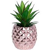 BLASCOOL Artificial Succulent Potted Pineapple Decor - Fake Pineapple Home Office Kitchen Table Decor (05 Rose Gold)