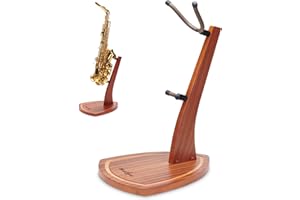 Musbeat Saxophone Stand, Saxophone Stand for Alto and Tenor, Mahogany Hardwood Alto Sax Stand with Soft Silicone Yokes, Handcrafted Wooden Tenor Saxophone Holder for Home Studio Display