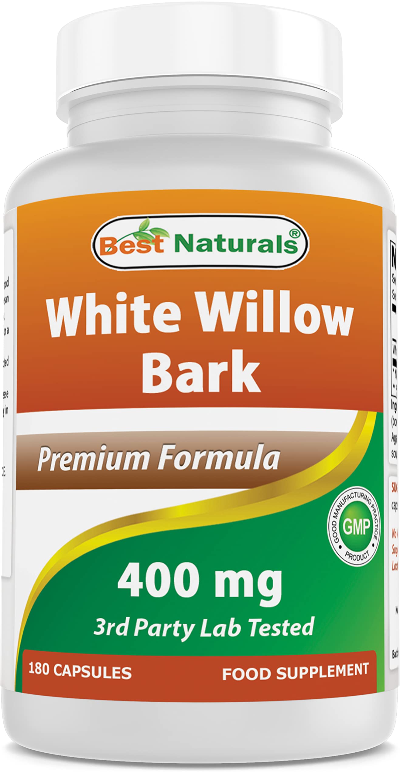 Best Naturals White Willow Bark 400 mg 180 Capsules (180 Count (Pack of 1))
