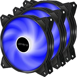 upHere Long Life 120mm 3-Pin High Airflow Quiet Edition Blue LED Case Fan for PC Cases, CPU Coolers, and Radiators 3-Pack,PF120BE3-3