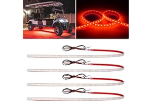 DUOFU365 Red Car LED Strip Light,24inch 12V Interior Light Strip IP68 Waterproof Cuttable for Car Motorcycles Boat Golf Cart Truck Cargo Home Decoration with Strong Nano Tape(4PCS)