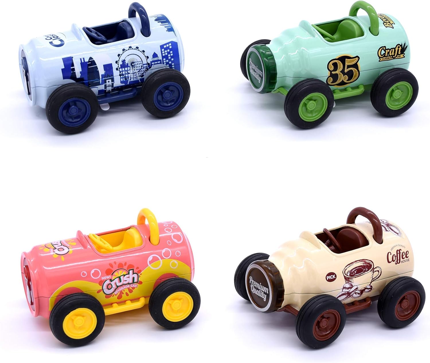 Conzy Pull Back Car Toy for Toddlers, Metal Cute Fun Toy Vehicles with Music and Lights, Christmas Birthday Gift for 2 3 4 5 6 7 8 Year Old Boys Girls (Pink)