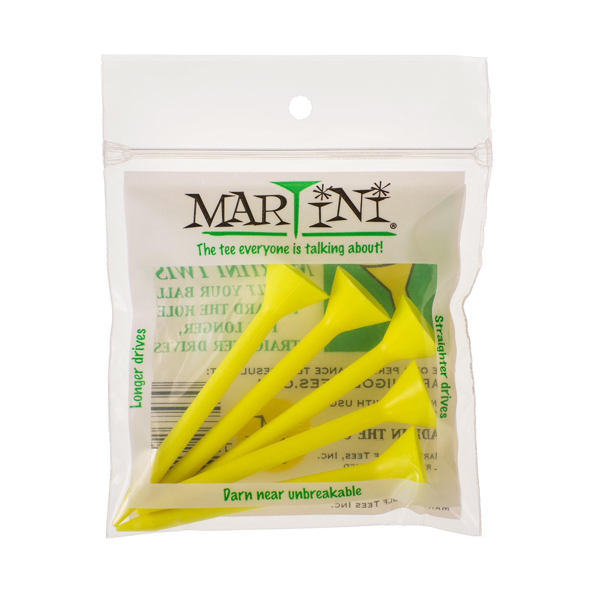 ProActive Sports Martini Golf 3-1/4" Durable Plastic Tees 5-Pack (Yellow)