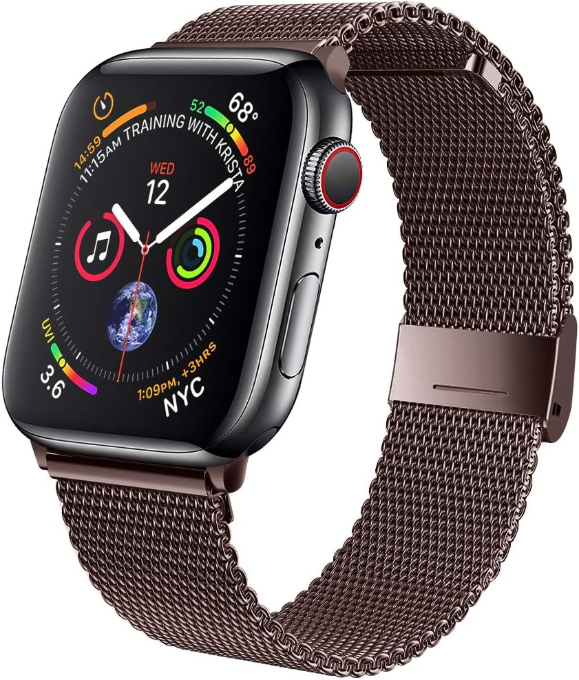 jwacct Compatible for Apple Watch Band 38mm 40mm 42mm 44mm, Adjustable Stainless Steel Mesh Wristband Sport Loop for iWatch Series 6/5/4/3/2/1, SE