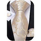 DiBanGu Mens Tie Set Silk Solid Paisley Necktie and Pocket Square Cufflinks Classic Formal Ties for Men Wedding Party